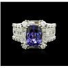 Image 2 : 14KT White Gold 3.92 ctw Tanzanite and Diamond Ring