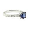 Image 1 : 2.02 ctw Round Brilliant Blue Sapphire And Diamond Ring - 14KT White Gold