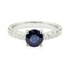 Image 2 : 2.02 ctw Round Brilliant Blue Sapphire And Diamond Ring - 14KT White Gold