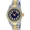 Image 1 : Rolex Ladies 2 Tone Blue Vignette String Diamond Channel Set Datejust Wriswatch