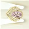 Image 8 : 14k Yellow Gold Bezel Pear Morganite & Diamond Channels 8.05 ctw Large Ring