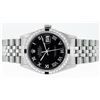 Image 3 : Rolex Mens Stainless Steel Black Roman Diamond & Sapphire Datejust Wristwatch