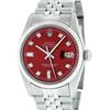 Image 2 : Rolex Mens Stainless Red Diamond 36MM Datejust Oyster Perpetual Wristwatch