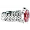 Image 3 : Rolex Mens Stainless Red Diamond 36MM Datejust Oyster Perpetual Wristwatch