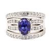 Image 2 : 3.61 ctw Blue Sapphire And Diamond Ring - 18KT White Gold