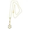 Image 9 : Antique Victorian 10k Yellow Gold Aquamarine Seed Pearl Dangle Pendant Necklace