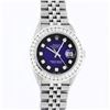 Image 2 : Rolex Mens Stainless Steel Blue Vignette 3 ctw Diamond Datejust Wristwatch