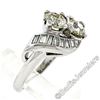 Image 2 : Art Deco Platinum 1.48 ctw Old European and Baguette Cut Diamond Bypass Ring