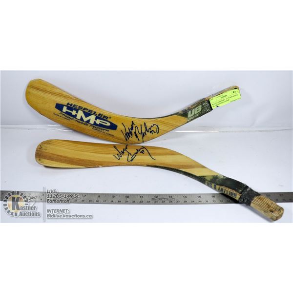 2 WAYNE GRETZKY  AUTOGRAPHED BLADES-HESPELER HMP