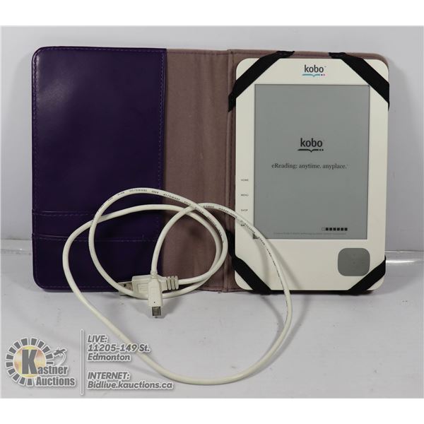 KOBO EREADER W/CASE, CORD
