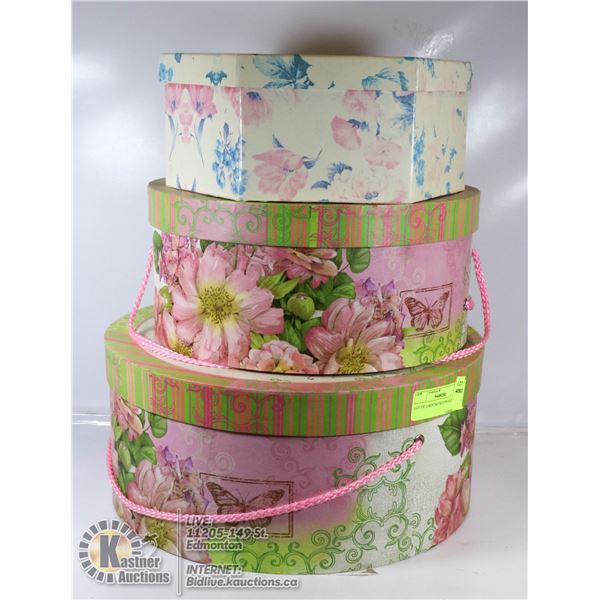 LOT OF 3 ROUND KEEPSAKE BOXES