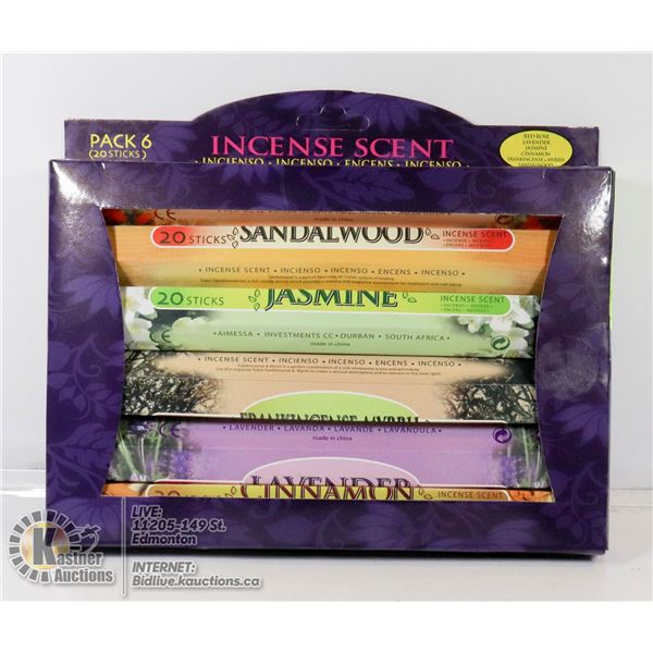NEW INCENSE STICKS - 6 DIFFERENT SCENTS - 20 STICK