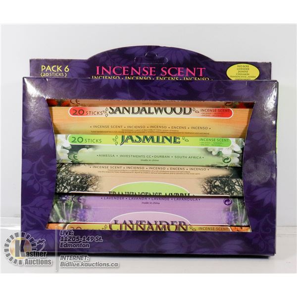 NEW INCENSE STICKS - 6 DIFFERENT SCENTS - 20 STICK