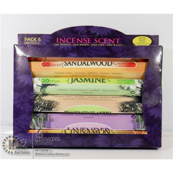 NEW INCENSE STICKS - 6 DIFFERENT SCENTS - 20 STICK