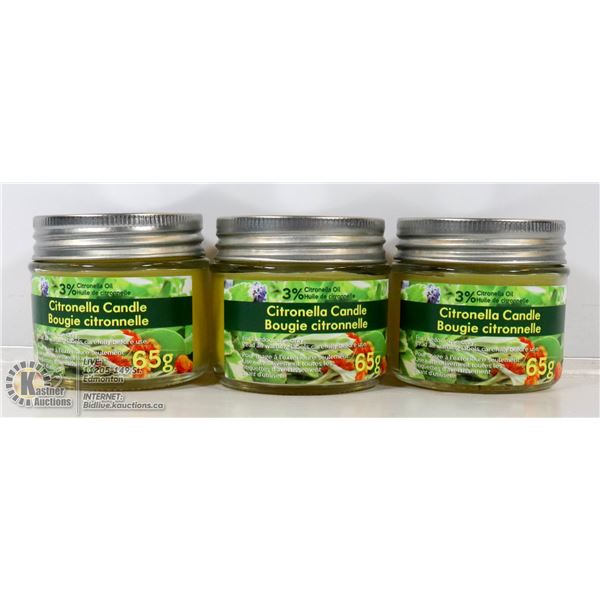 LOT OF 3 X 65G CITRONELLA CANDLES