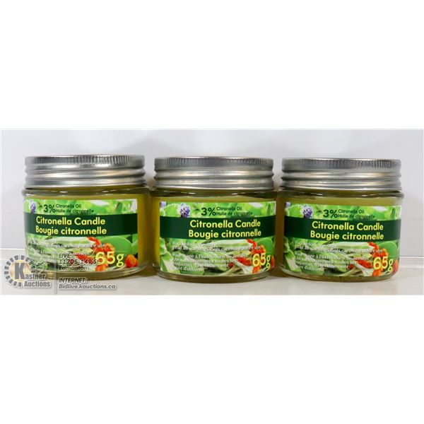 LOT OF 3 X 65G CITRONELLA CANDLES