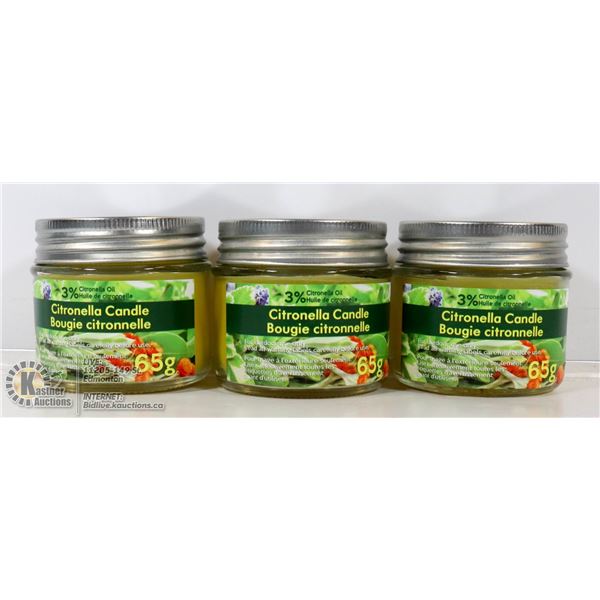 LOT OF 3 X 65G CITRONELLA CANDLES