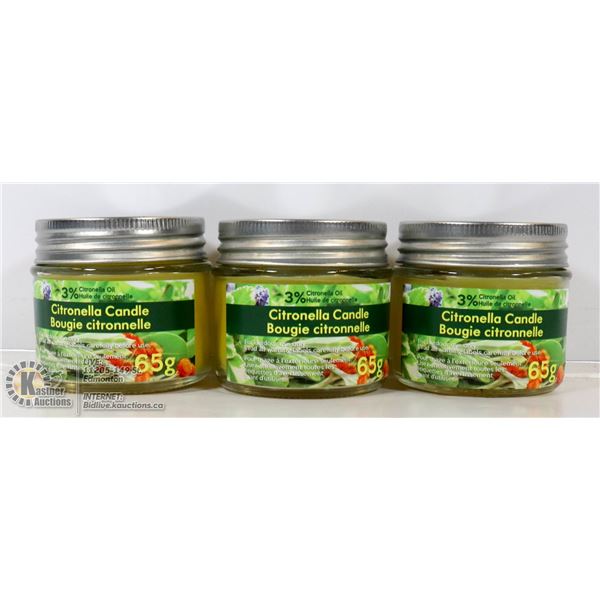 LOT OF 3 X 65G CITRONELLA CANDLES