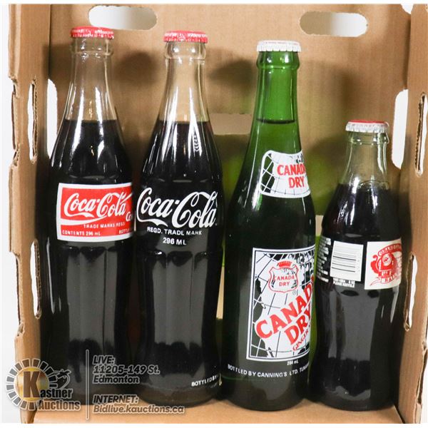 4 PC 1990'S COKE AND CANADA DRY SEALED BEVERAGE