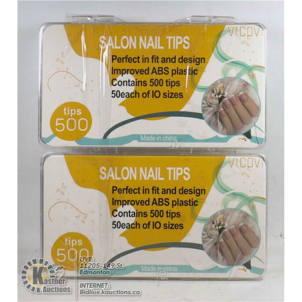LOT OF 2 SALON NAIL TIP KITS 500 TIPS