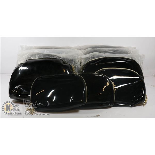 FLAT OF BLACK CLUTCHES DIFFERENT SIZES.