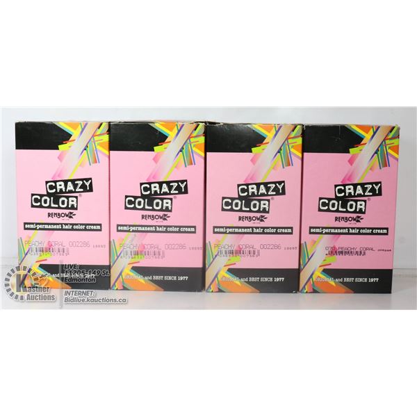 FOUR BOXES OF CRAZY COLOUR SEMI PERMANENT PEACHY