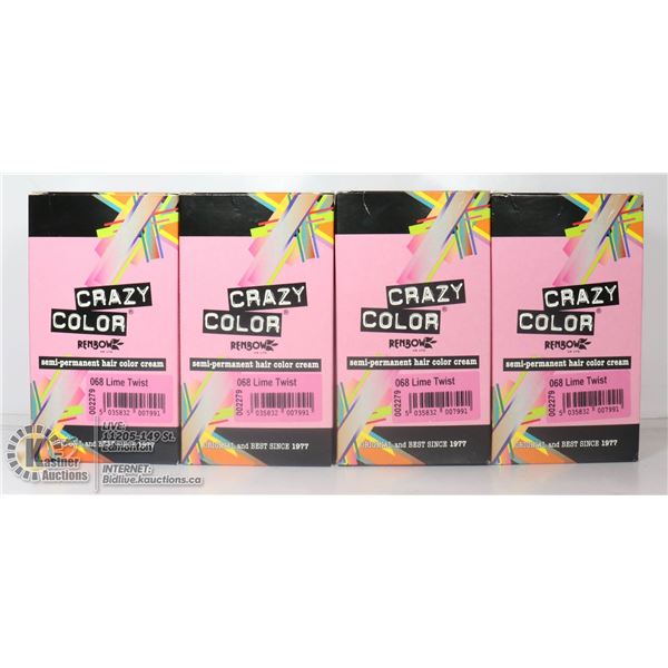 FOUR BOXES OF CRAZY COLOUR SEMI PERMANENT LIME