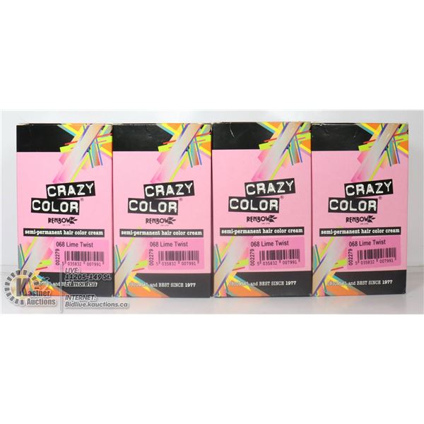 FOUR BOXES OF CRAZY COLOUR SEMI PERMANENT LIME