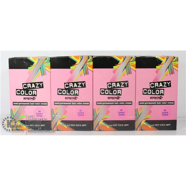 FOUR BOXES OF CRAZY COLOUR SEMI PERMANENT CANARY