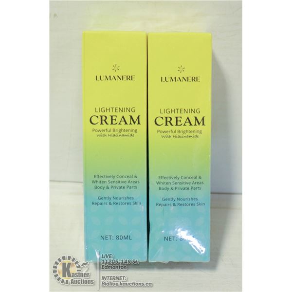 PAIR OF LUMANERE LIGHTENING CREAM. 80ML