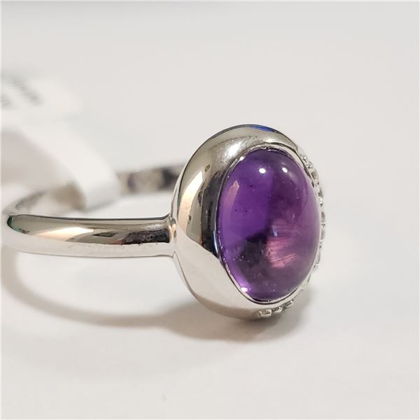 52 - JP738 SILVER AMETHYST WHITE TOPAZ RING
