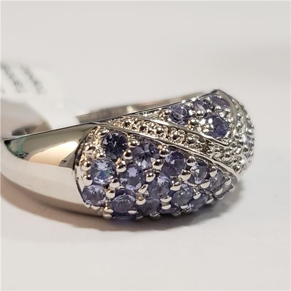 63 - JP738 SILVER TANZANITE WHITE TOPAZ RING