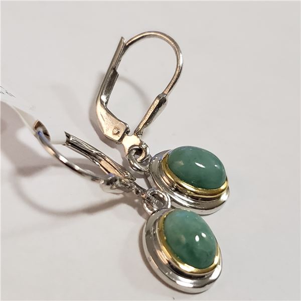 65 - JP738 SILVER EMERALD EARRINGS