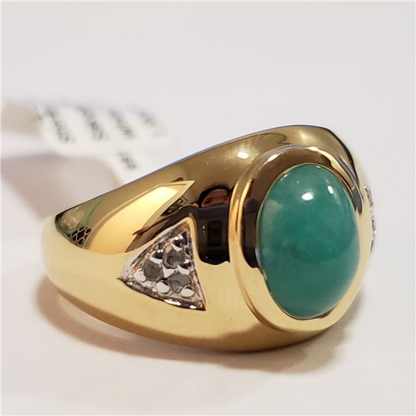 72 - JP738 SILVER EMERALD DIAMOND RING