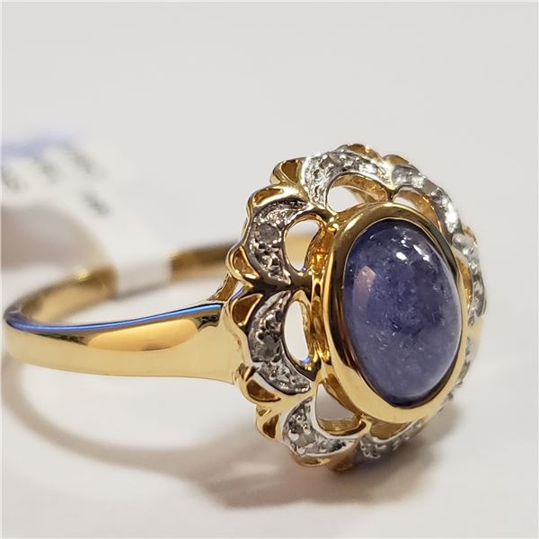 84 - JP738 SILVER TANZANITE DIAMOND RING