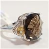 Image 1 : 90 - JP738 SILVER SMOKEY QUARTZ CITRINE RING