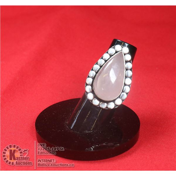 #42-NATURAL PINK ROSE QUARTZ RING SIZE 6