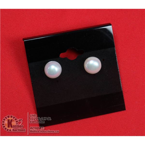 #97-FRESH WATER PEARL STUD EARRINGS 9 - 10 mm