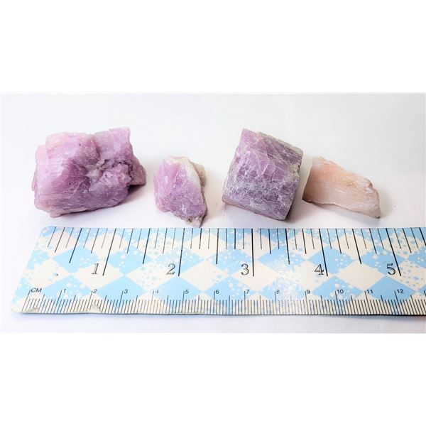 4)  LOT OF 4 NATURAL MAUVE KUNZITE