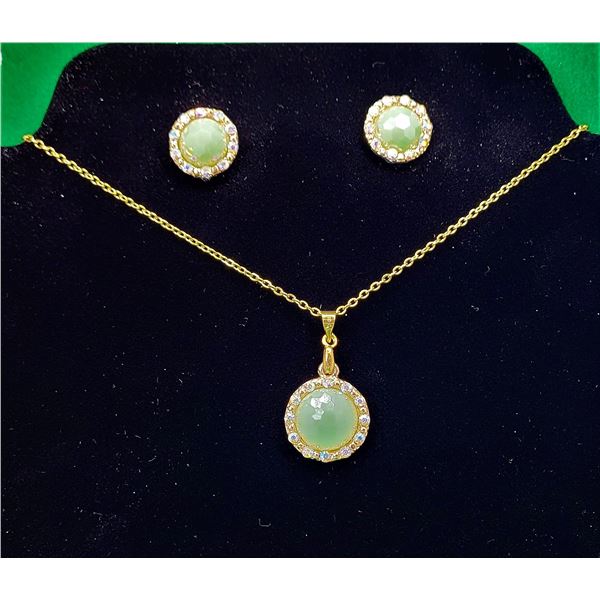 20)  GOLD TONE WITH LAB CREATED JADE