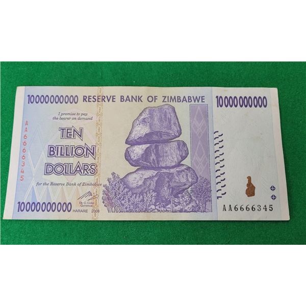 8)  ZIMBABWE 10 BILLION DOLLAR BANKNOTE