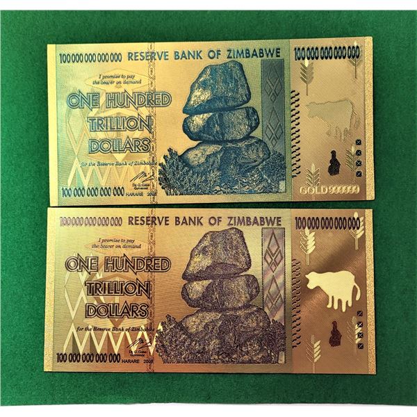 10)  LOT OF 2 COLORIZED GOLD FOIL