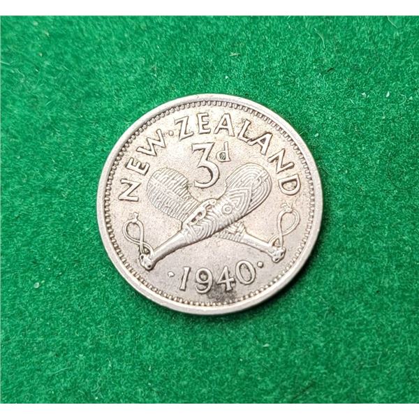 11)  NEW ZEALAND 3 PENCE COIN FROM 1940,