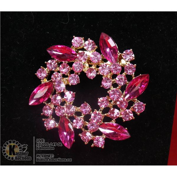 PINK WREATH BROOCH.
