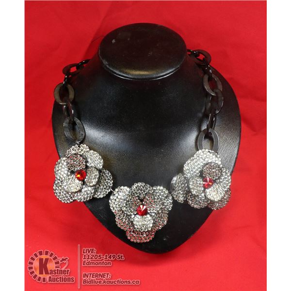 KATE SPADE LARGE RHINESTONE FLORAL NECKLACE