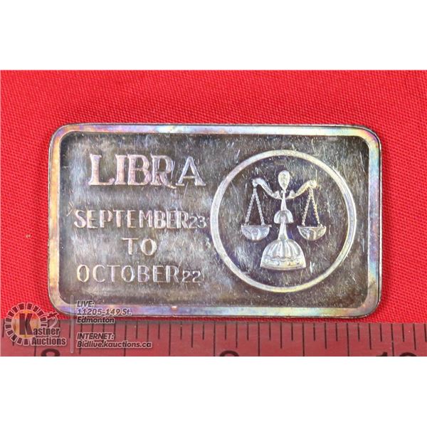 1 OZ SILVER BAR LIBRA ASTRO SIGN