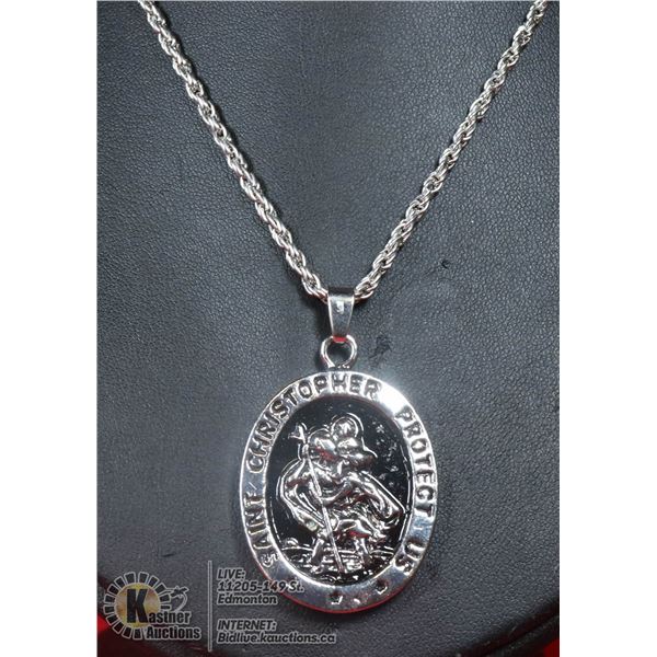 SAINT CHRISTOPHER PENDANT WITH 24" CHAIN