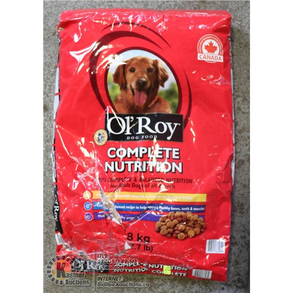 OL'ROY COMPLETE NUTRITION DOG FOOD. 8KG.