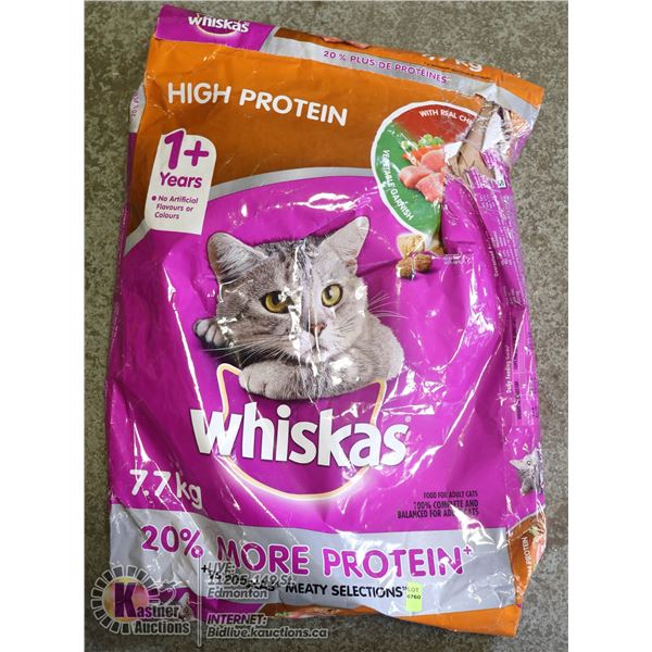 WHISKAS HIGH PROTEIN 1 YEARS+ CAT FOOD. 7.7KG.