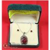 Image 1 : VINTAGE SILVER & RED STONE NECKLACE EARRING SET